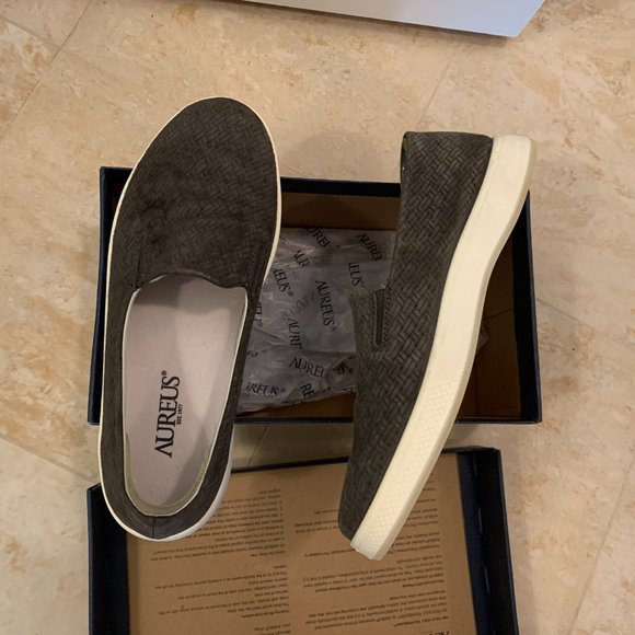 Aureus Gray Suede Slip on Sneakers - Picture 2 of 6